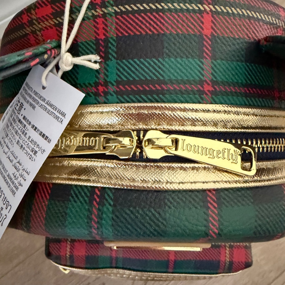 Disney Parks Mickey Mouse Christmas Holidays Plaid Loungefly Backpack NWT - Picture 4 of 5